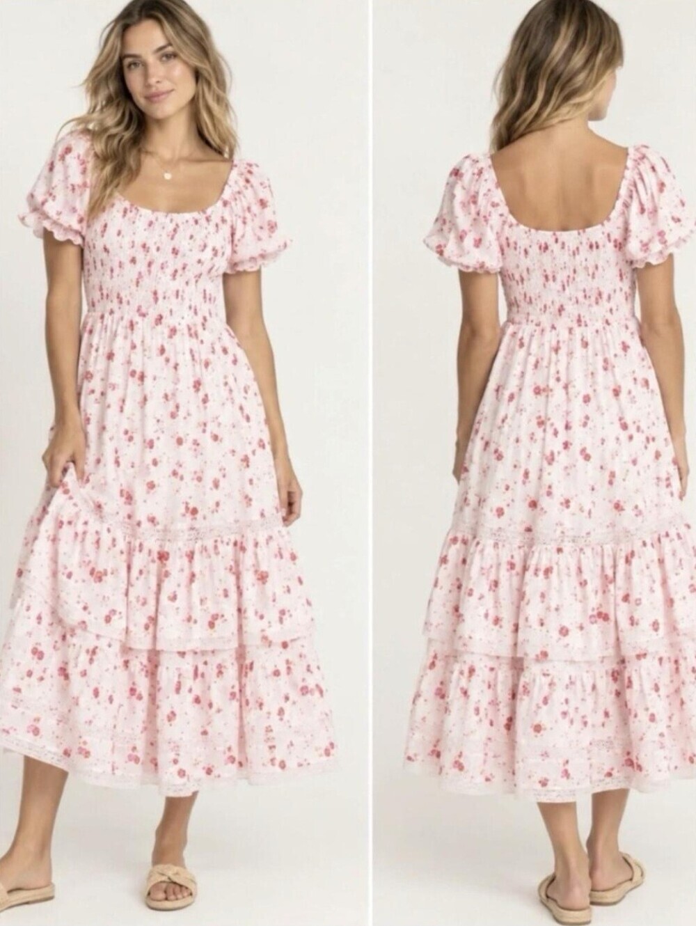 LoveShackFancy X Target Cosette Smocked Floral Puff Sleeve Tiered Dress